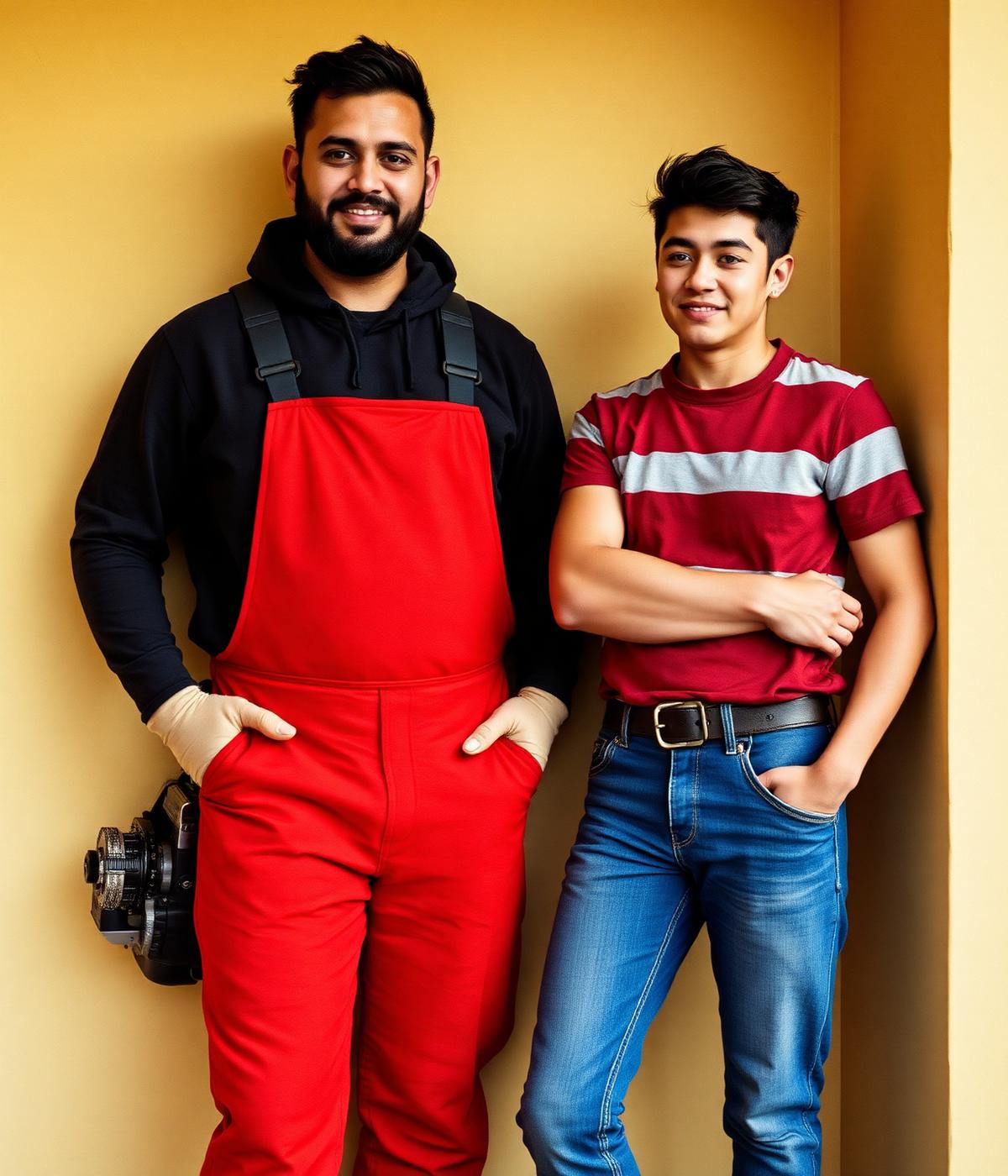 A skilled tradesperson and a young professional side by side